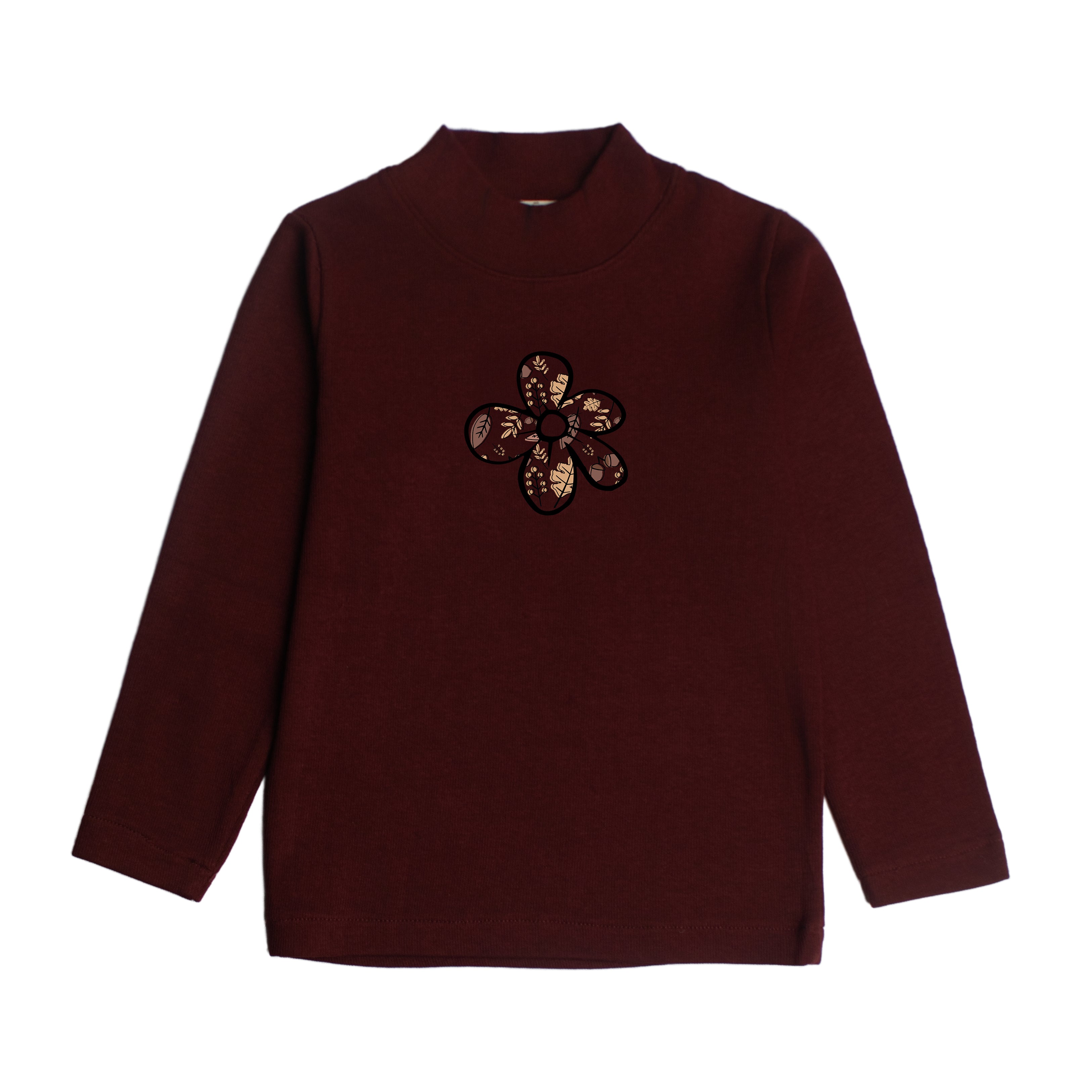 Girls Burgundy Mock Neck Top