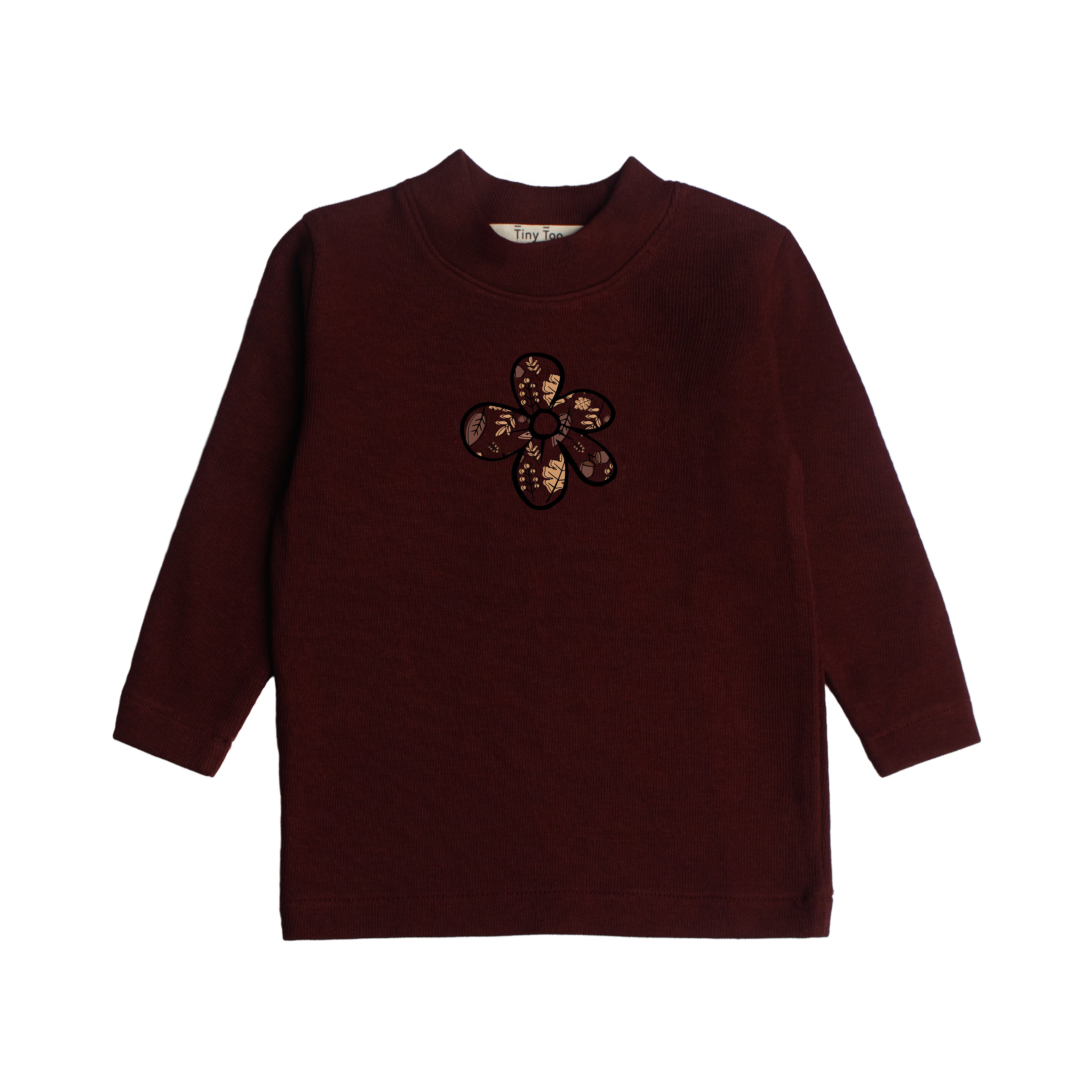 Baby Boy Leaf Print Mock Neck Shell